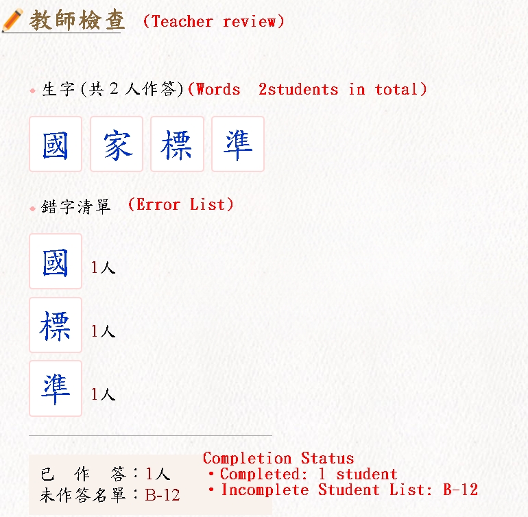 英文版 教師檢查進入練習結果頁面的示意圖